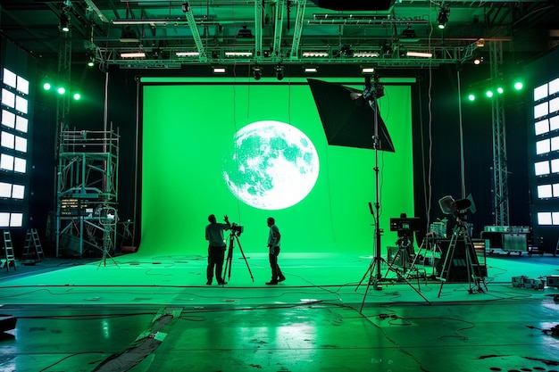 A film set with green screen technology for creati generative ai