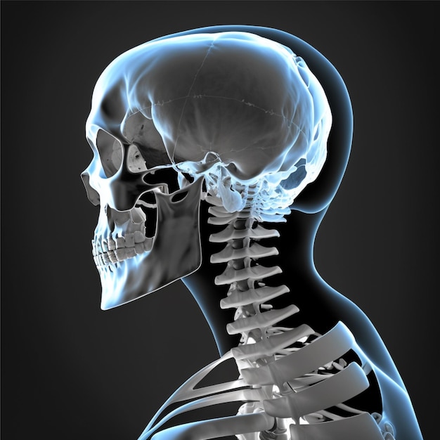 Film xray skull and cervical spine lateral view