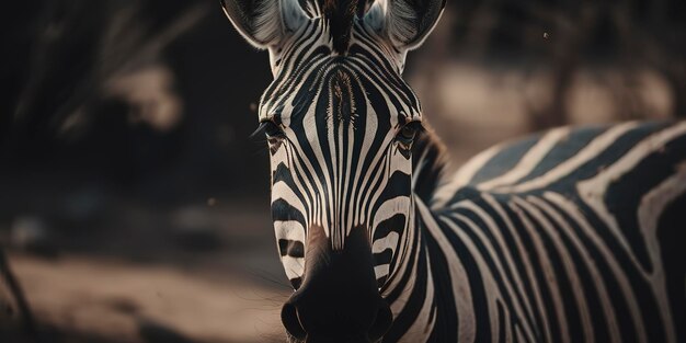 Foto filmische close-up van een zebra