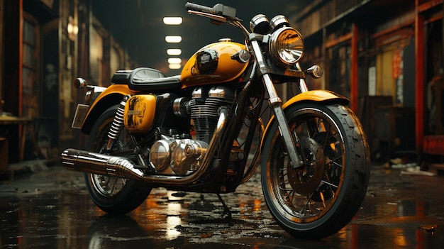 Filmische nog steeds uitgezoomde weergave van de bekroonde Royal Enfield Bike met Ultra HD Detail en Custom