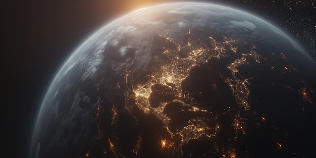 filmische opname van het panorama van de planeet Aarde vanuit de ruimte