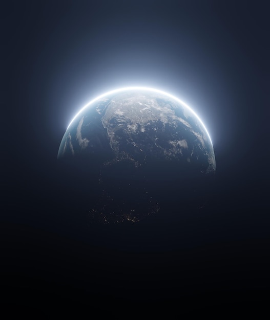 Filmische weergave aarde planeet Noord Zuid-Amerika Aarde in de ruimte 3D-rendering elementen van dit beeld geleverd door NASA Beschaving uitzicht vanuit de donkere ruimte 3d illustratierealistisch aardoppervlak
