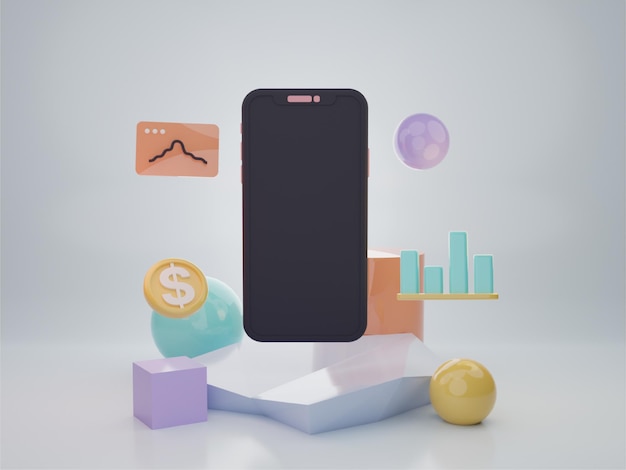 Finance 3d phone for scene creator mockup