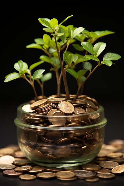 finance growth investment business growing concept leaf plant earning financial money