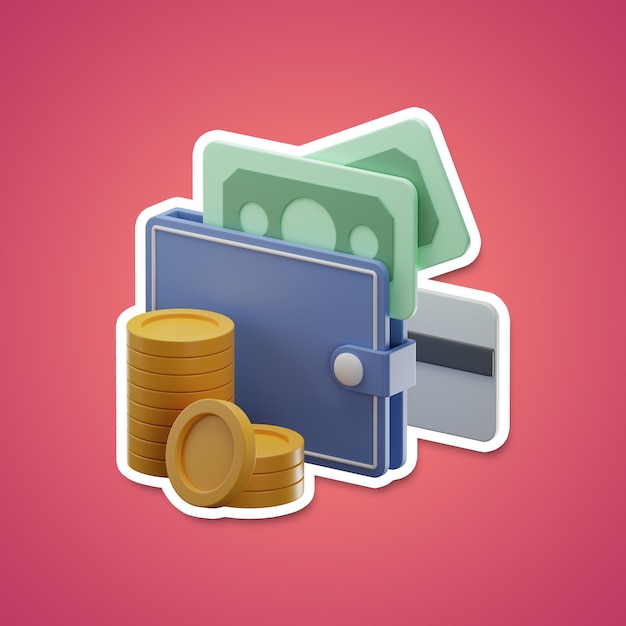 finance icon sticker 3d rendering on isolated background