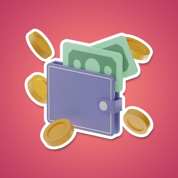 finance icon sticker 3d rendering on isolated background