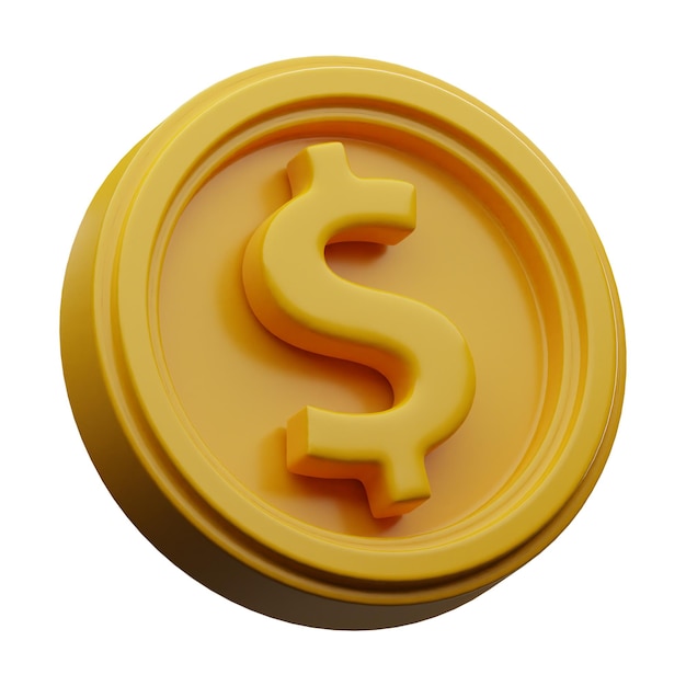 Finance money and coin icon 3d rendering on isolated background