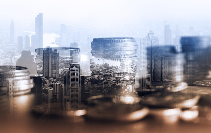 Photo finance and money technology background concept of business prosperity and asset