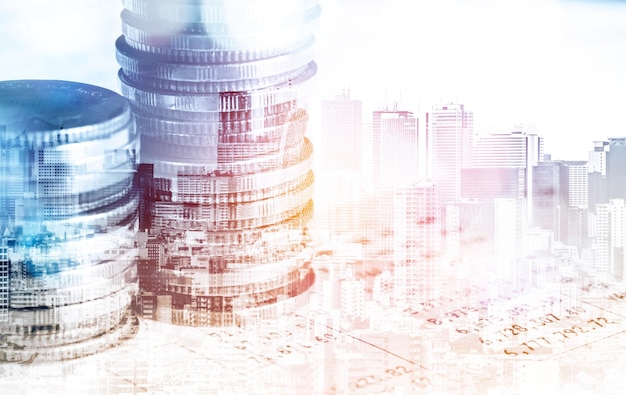 Photo finance and money technology background concept of business prosperity and asset