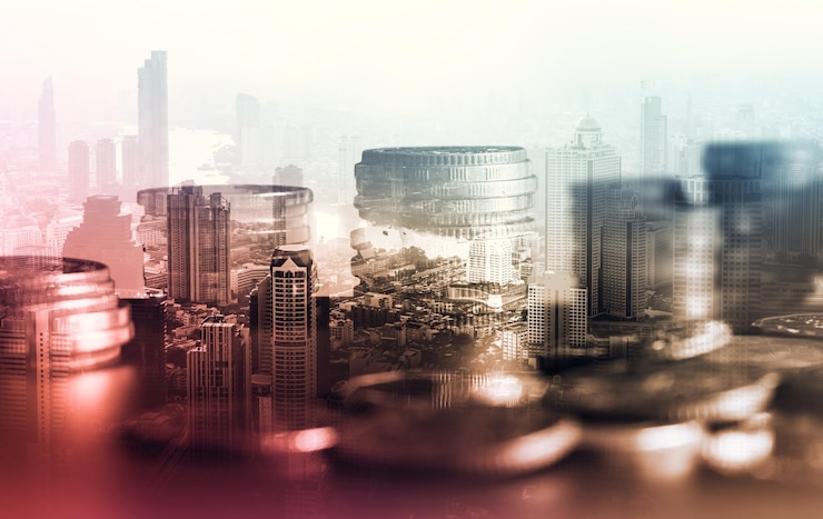 Photo finance and money technology background concept of business prosperity and asset