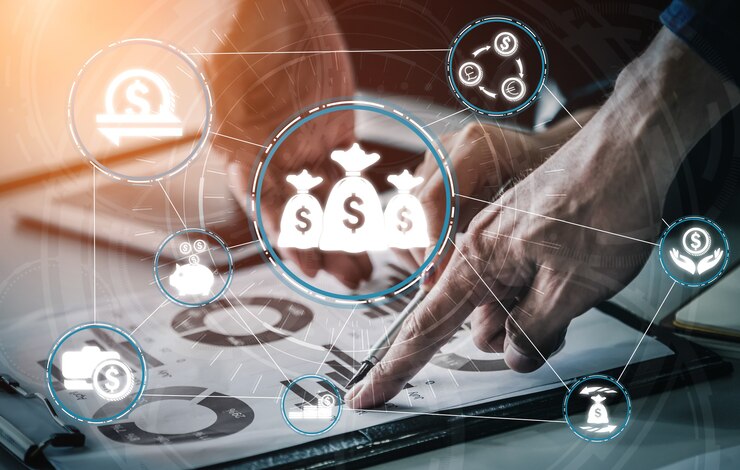 Photo finance and money transaction technology concept.