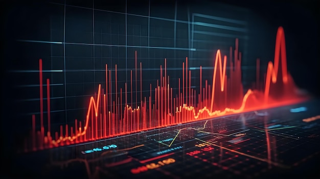 Finance and technology abstract fund Stock market yield curves charts and statistics Generative ai