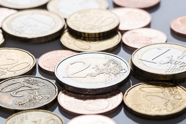 Finances Euro coins on the table