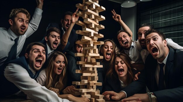 Foto un'attività di team building a tema finanziario