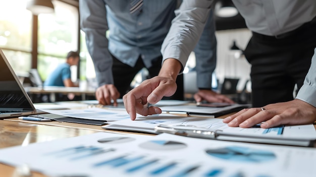 Financial analyst at work Business mans hands hold a document with financial statistics