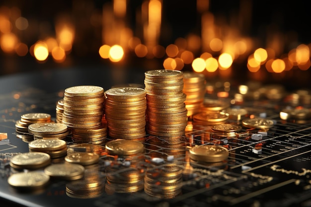 financial background Double exposure of Coins Generated with AI