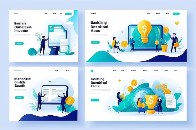 Финансовые бизнес-инновационные идеи Landing Page Set