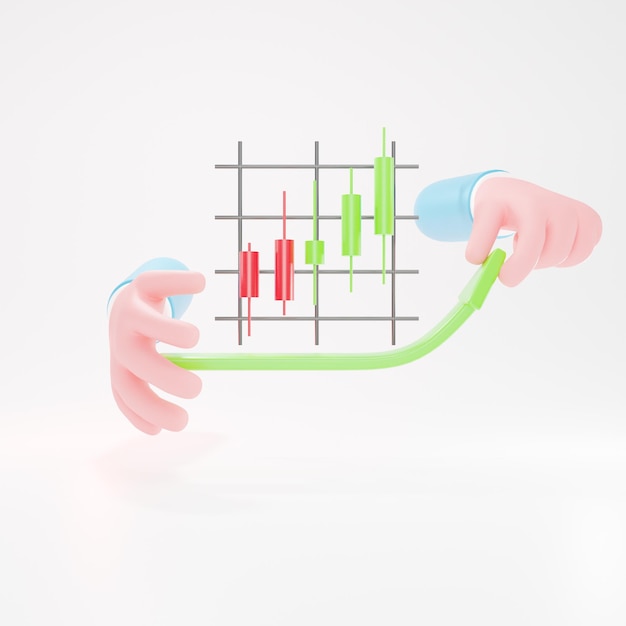 Финансовый график свечей восходящий тренд торговли инвестициями на фондовом рынке, 3D рендеринг