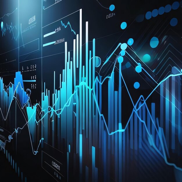 financial chart on technology abstract background represent stock market analysis 3d rendering