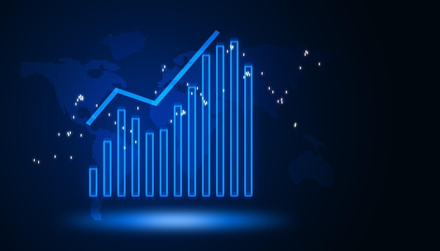 Financial chart with growing indicators growth dynamics in business High margin