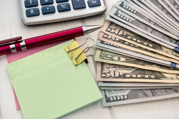financial concept. dollar and empty notepad. cash