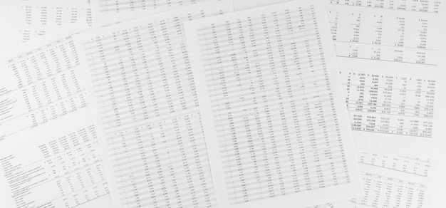 Financial documents lying on the table Closeup view