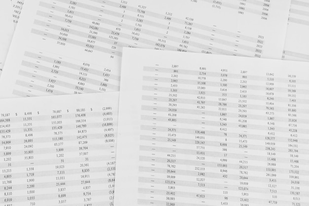 Financial documents lying on the table Closeup view