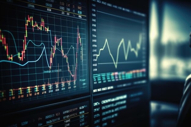 Financial figures analyzing stock market data for success