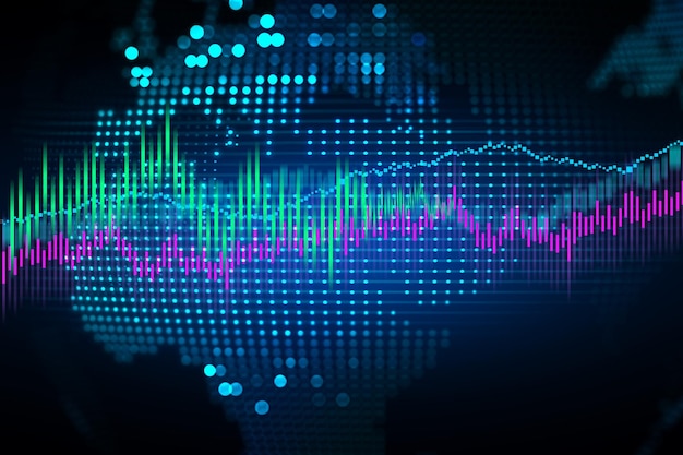 Financial forecast chart analyzing Graph reflects data behavior over historic period Statistic research concept 3d rendering