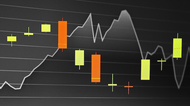 Foto grafico finanziario sullo schermo digitale grafico dei dati del mercato azionario sullo schermo digitale