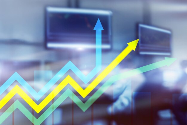 Financial growth arrows graph Investment and trading concept