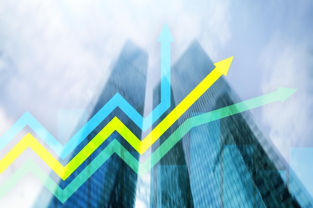 Financial growth arrows graph Investment and trading concept