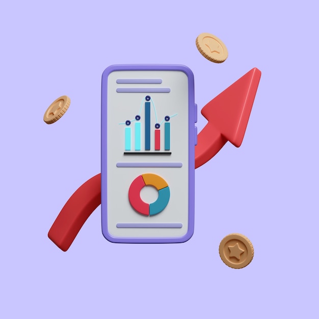 financial investment manage money and saving account through your mobile phone applications 3d render illustration