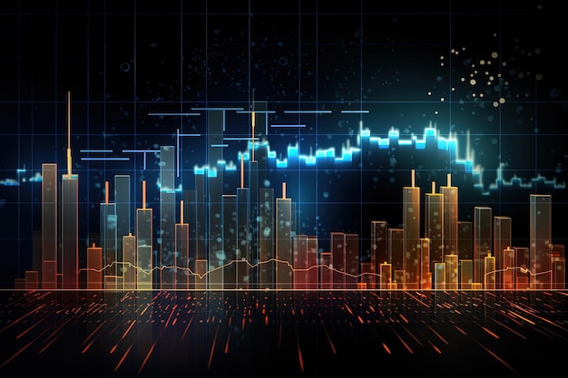 금융 및 투자 주식 시장 차트 최첨단 기술 개념