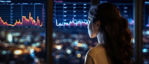 Photo financial manager looking stock market data