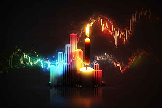 Financial market situation and investment candlestick graph in form of stock exchange