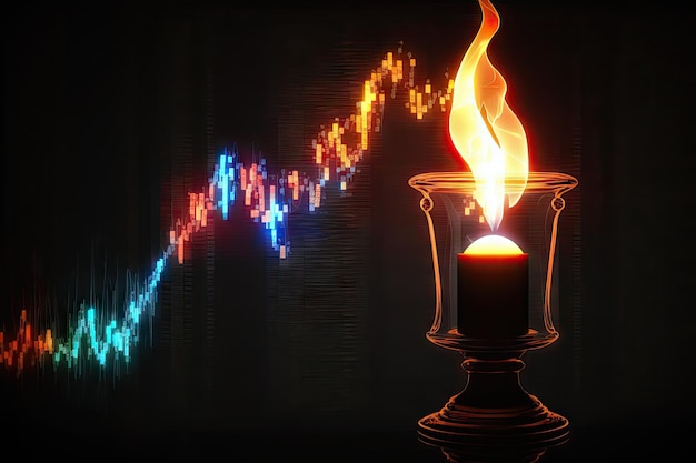 Financial market volatile trends investment candlestick graph