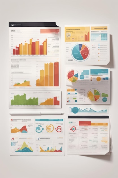 Financial report 2d vector stickers set white background vector for presentation