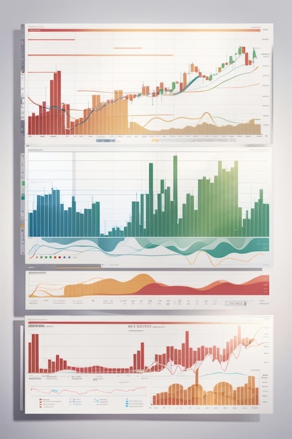 Financial report 2d vector stickers set white background vector for presentation