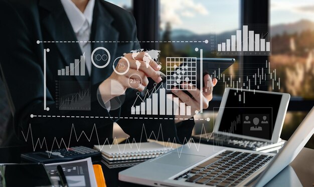 Financial report data of business operations balance sheet and income statement