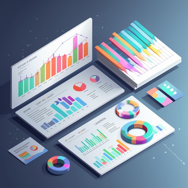 Financial report with various charts and graphs