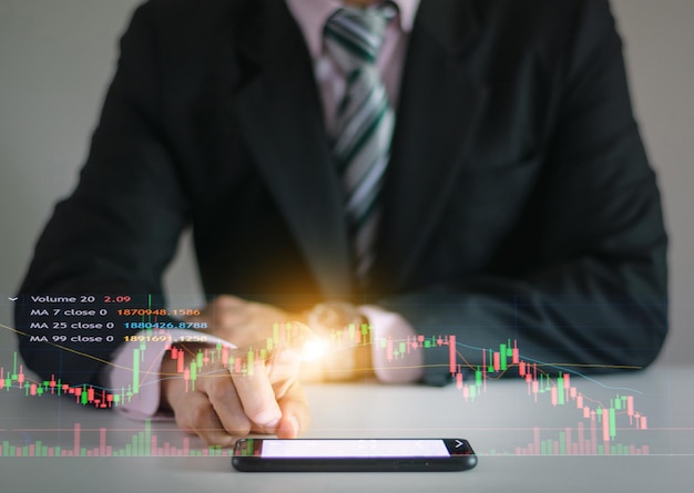 Financial stock graph man business a investment