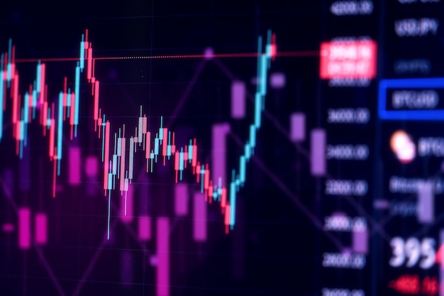 Financial stock market graph. Stock Exchange. Selective focus.