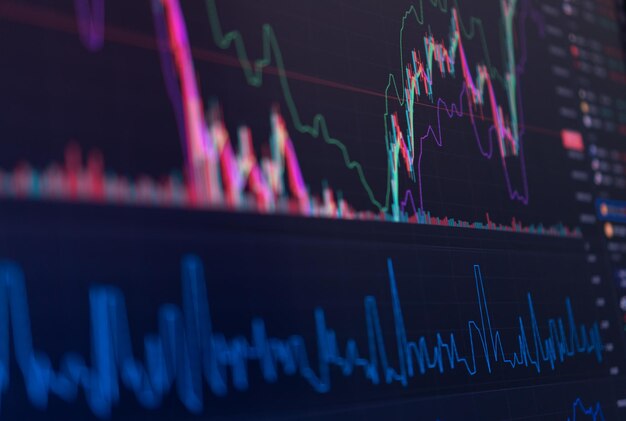 Financial stock market graph stock exchange selective focus