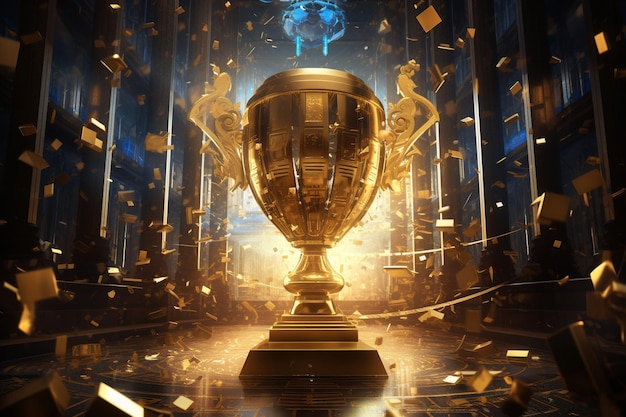Financial success represented by a golden trophy Generative ai