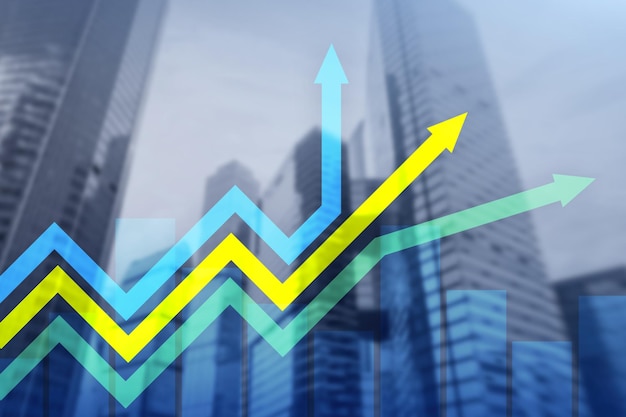 Financiële groei pijlen grafiek Investeringen en handelsconcept