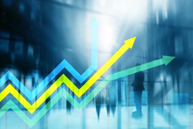 Financiële groei pijlen grafiek Investeringen en handelsconcept