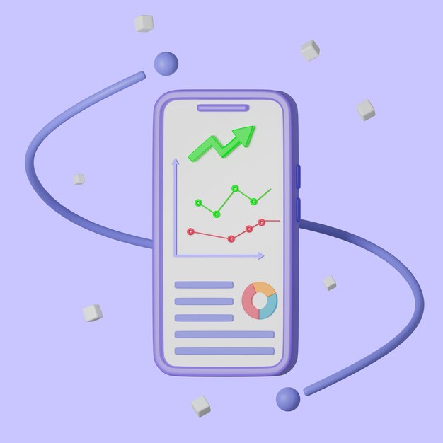 Financiële investering Beheer geld en spaarrekening via uw mobiele telefoontoepassingen 3d Render-illustratie