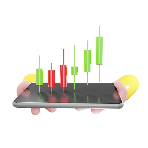 Financiële kandelaargrafiek uptrend van aandelenmarktinvesteringenhandel, 3D-rendering