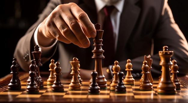Financiële strategie met een schaakthema: de berekende zet van een zakenman voert de boventoon